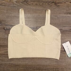 NWT AS Revival Altar'd State Cream Knit Ribbed Crop Top Women's size Large